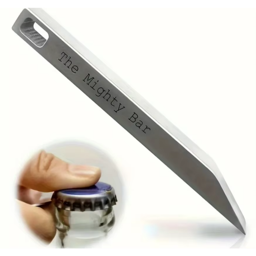 Edc Concealed Carry Knife - มีดพกพาและที่เปิดขวด Mighty Bar - พวงกุญแจสแตนเลสสตีลแบบหนาพิเศษ, อุปกรณ์อเนกประสงค์
