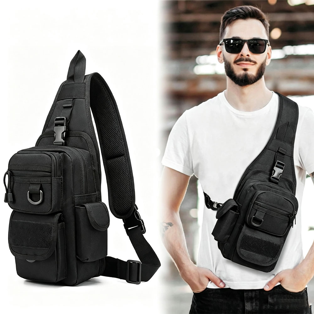 Edc Concealed Carry Sling Bag - กระเป๋าปืนพกยุทธวิธี กระเป๋าใส่ปืนพกซ่อนรูป ซองใส่ปืนพก กระเป๋าใส่อุปกรณ์ EDC สำหรับกิจกรรมกลางแจ้ง