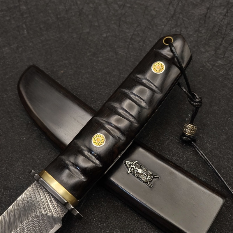 มีดตรงขนาดเล็ก ลายไม้ดำ ดามัสก - Edc Concealed Carry Knife บทวิจารณ์และราคา